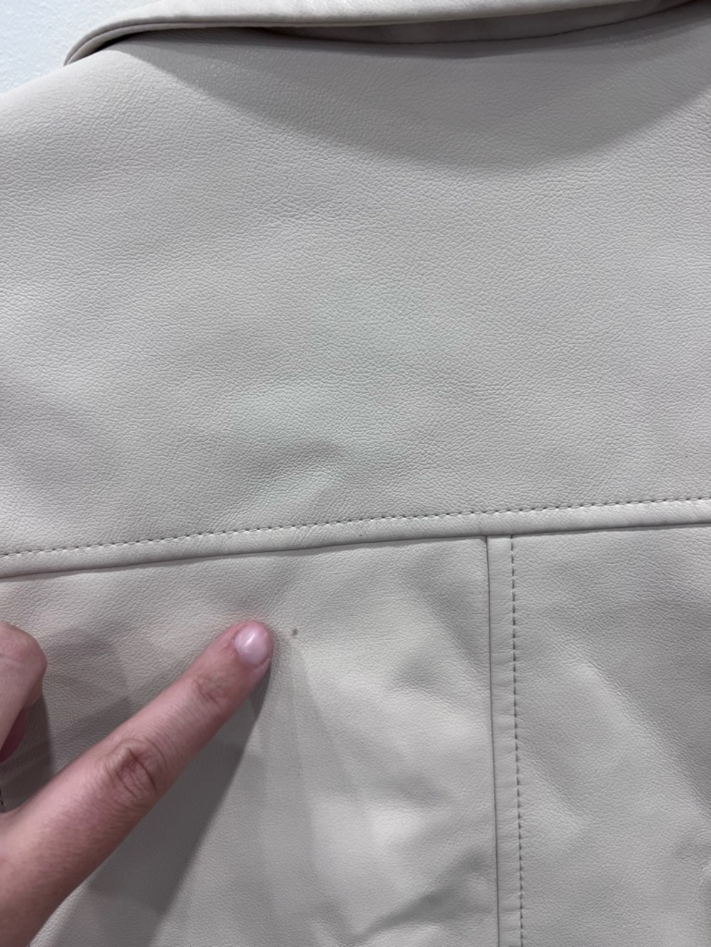 Zara Light Cream Faux Leather Biker Jacket - Picture 6 of 11
